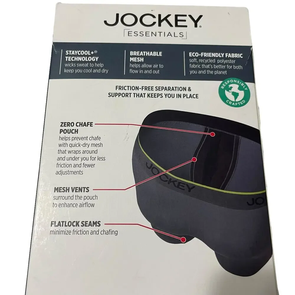 Jockey Essentials Mens 2XL Zero Chafe Pouch Boxer Brief Microfiber Underwear